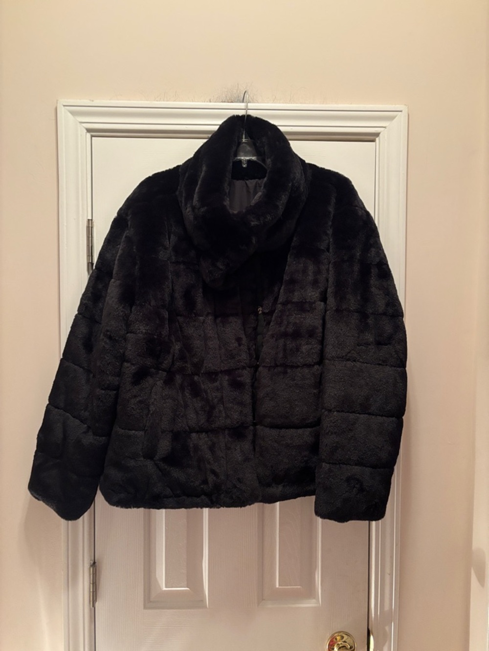 Plush Black Teddy Faux-Fur Short Jacket